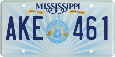 MS license plate AKE461