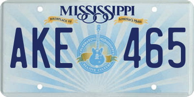 MS license plate AKE465