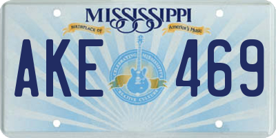 MS license plate AKE469