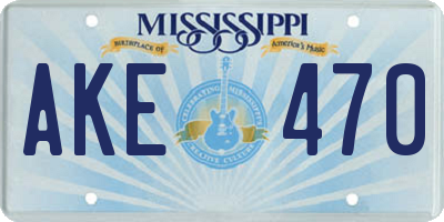 MS license plate AKE470