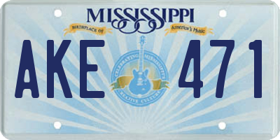 MS license plate AKE471