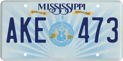 MS license plate AKE473