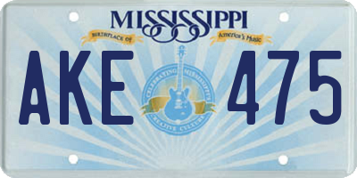 MS license plate AKE475