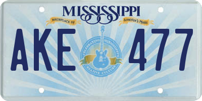 MS license plate AKE477
