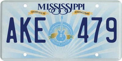 MS license plate AKE479