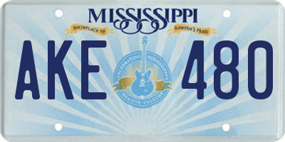 MS license plate AKE480