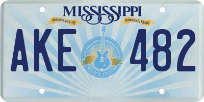 MS license plate AKE482