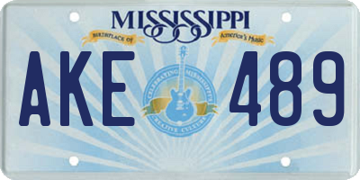 MS license plate AKE489
