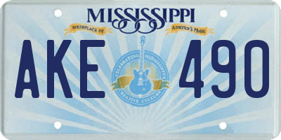 MS license plate AKE490