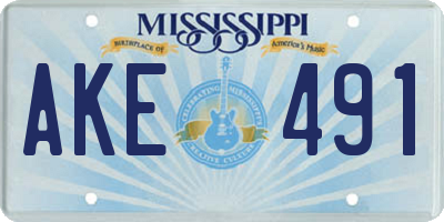 MS license plate AKE491