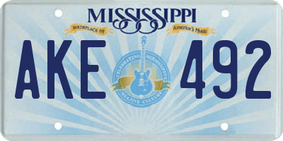 MS license plate AKE492