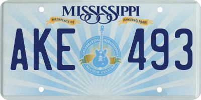 MS license plate AKE493