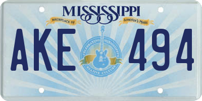 MS license plate AKE494