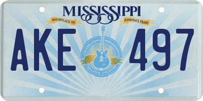 MS license plate AKE497