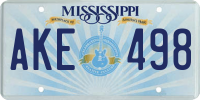 MS license plate AKE498