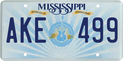 MS license plate AKE499