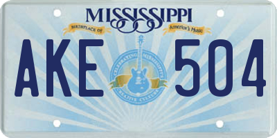 MS license plate AKE504
