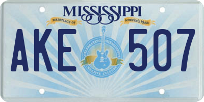MS license plate AKE507