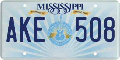 MS license plate AKE508
