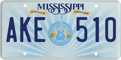 MS license plate AKE510