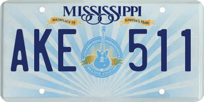 MS license plate AKE511