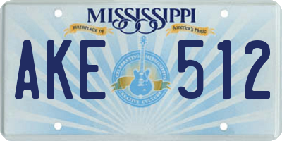 MS license plate AKE512