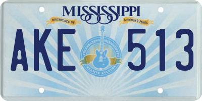 MS license plate AKE513