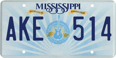 MS license plate AKE514