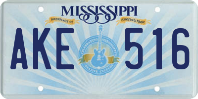 MS license plate AKE516