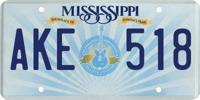 MS license plate AKE518