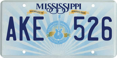 MS license plate AKE526