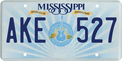 MS license plate AKE527