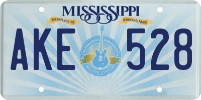 MS license plate AKE528