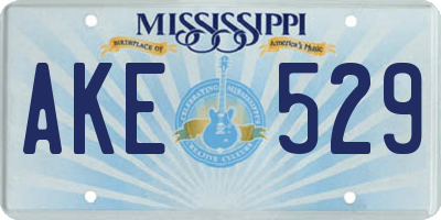 MS license plate AKE529