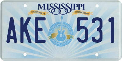 MS license plate AKE531