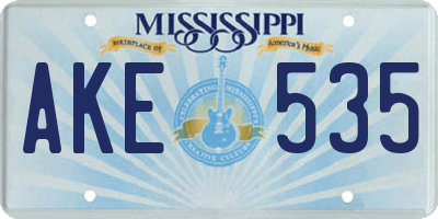 MS license plate AKE535