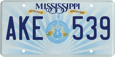 MS license plate AKE539