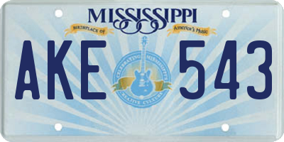 MS license plate AKE543