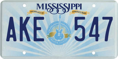 MS license plate AKE547