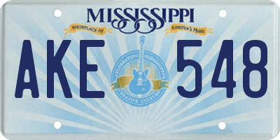 MS license plate AKE548