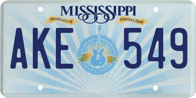 MS license plate AKE549