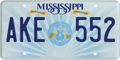 MS license plate AKE552