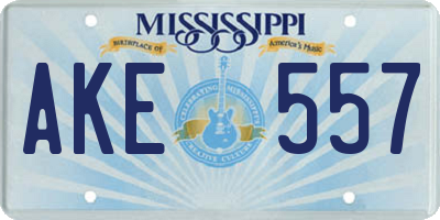 MS license plate AKE557