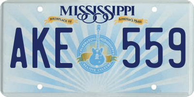 MS license plate AKE559