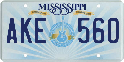 MS license plate AKE560