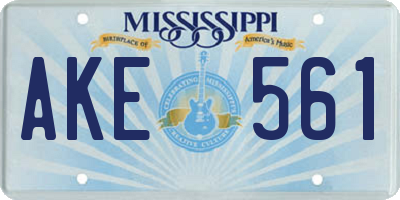 MS license plate AKE561