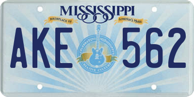 MS license plate AKE562