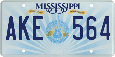 MS license plate AKE564