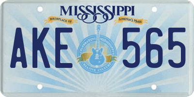 MS license plate AKE565