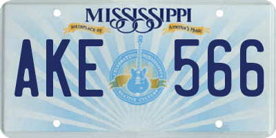 MS license plate AKE566